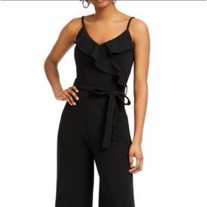 XXL Crave Fame Black Ruffled Cropped Leg Jumpsuit - No belt